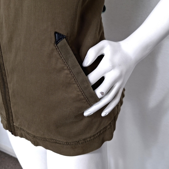 Marrakech Anthropologie Army Green Canyon Sherpa Asymmetrical Moto Vest Size L - Picture 6 of 14